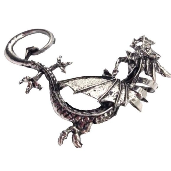 New Unisex Antique Silver dragon ear cuff climber - Picture 2 of 3